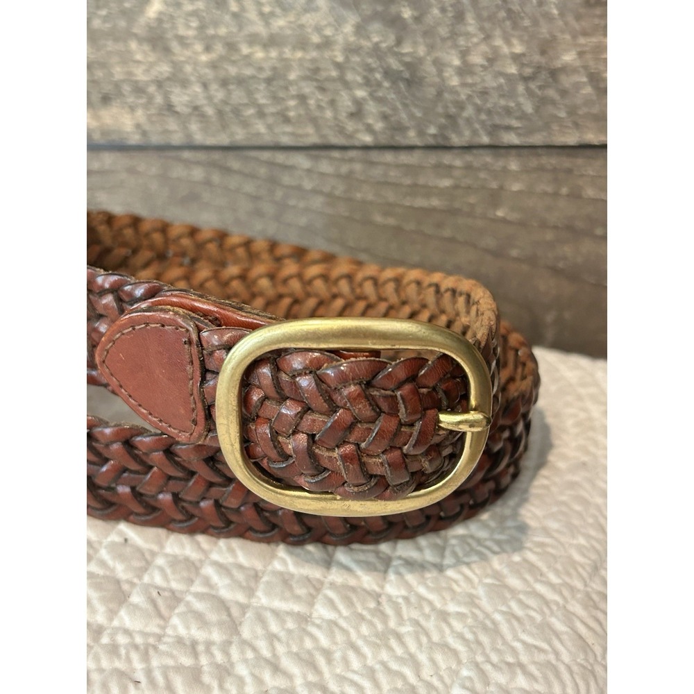 Vintage Talbots Brown Braided Woven Leather Belt Womans Ladies Size M - Picture 4 of 5